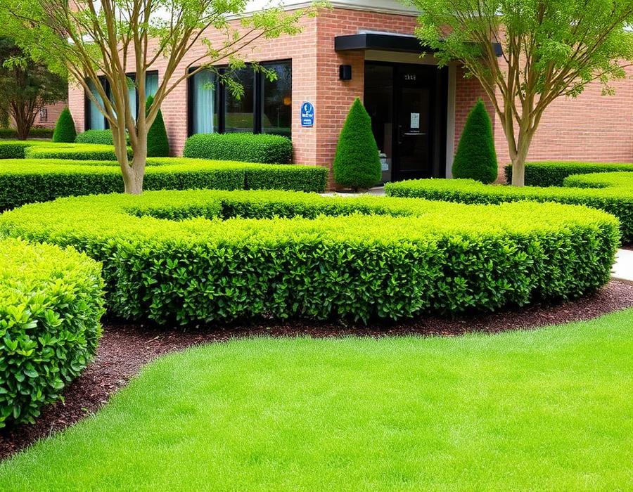 Manicured commercial property lawn